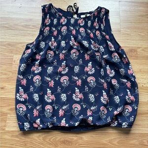 Max Studio Blue Sleeveless Tie Front Blouse